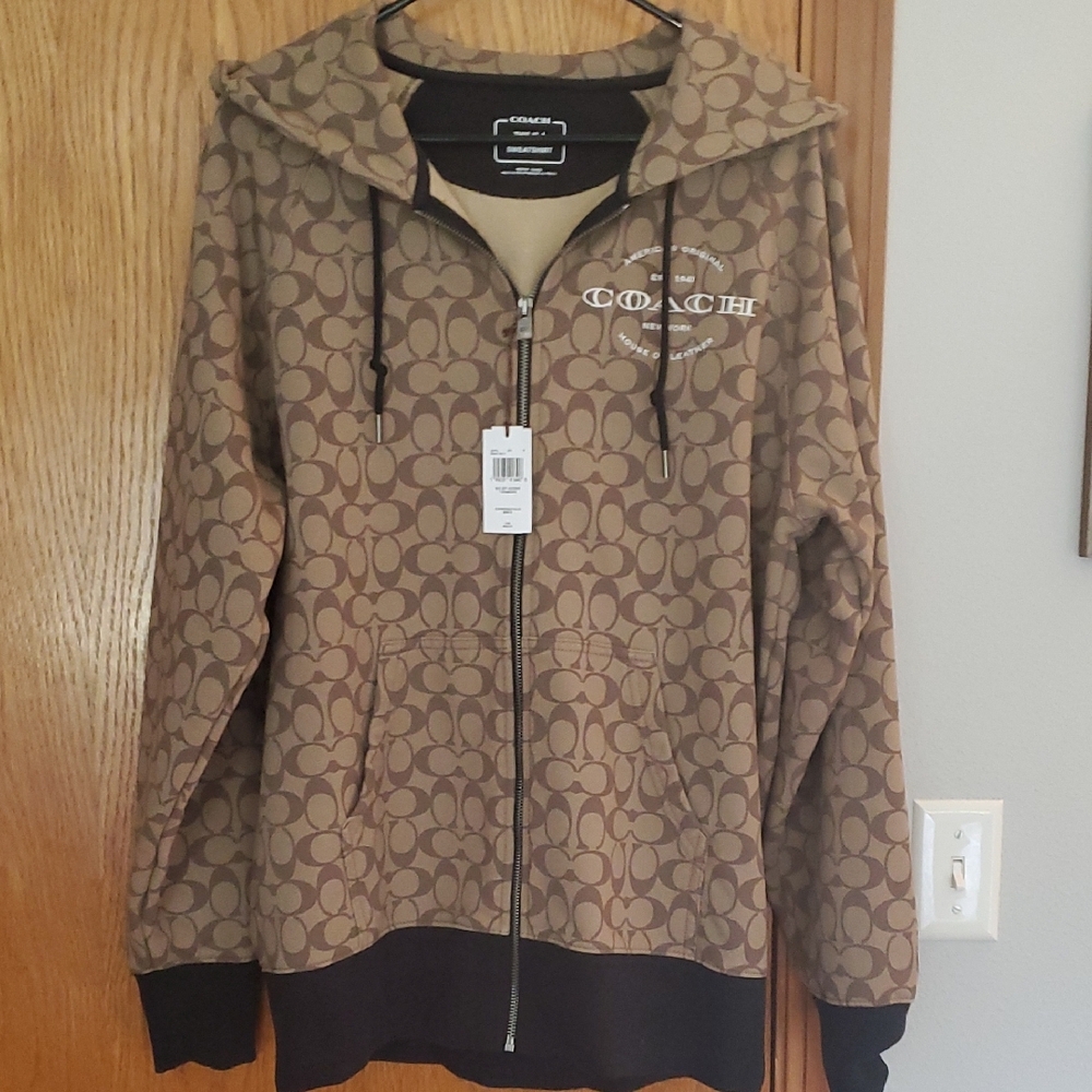 Coach Signature Zip Hoodie Womens Size Medium